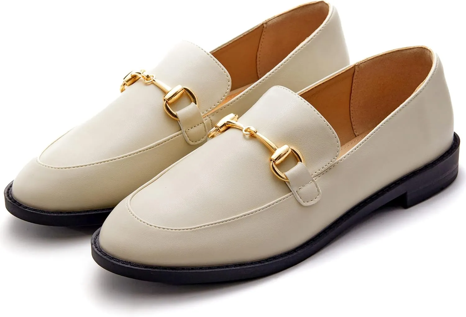 Coutgo Womens Loafers Comfortable Slip On Penny Loafer Casual Chain Flat Work Office Dress Shoes