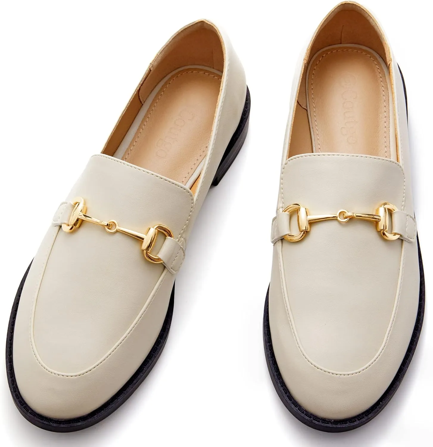 Coutgo Womens Loafers Comfortable Slip On Penny Loafer Casual Chain Flat Work Office Dress Shoes