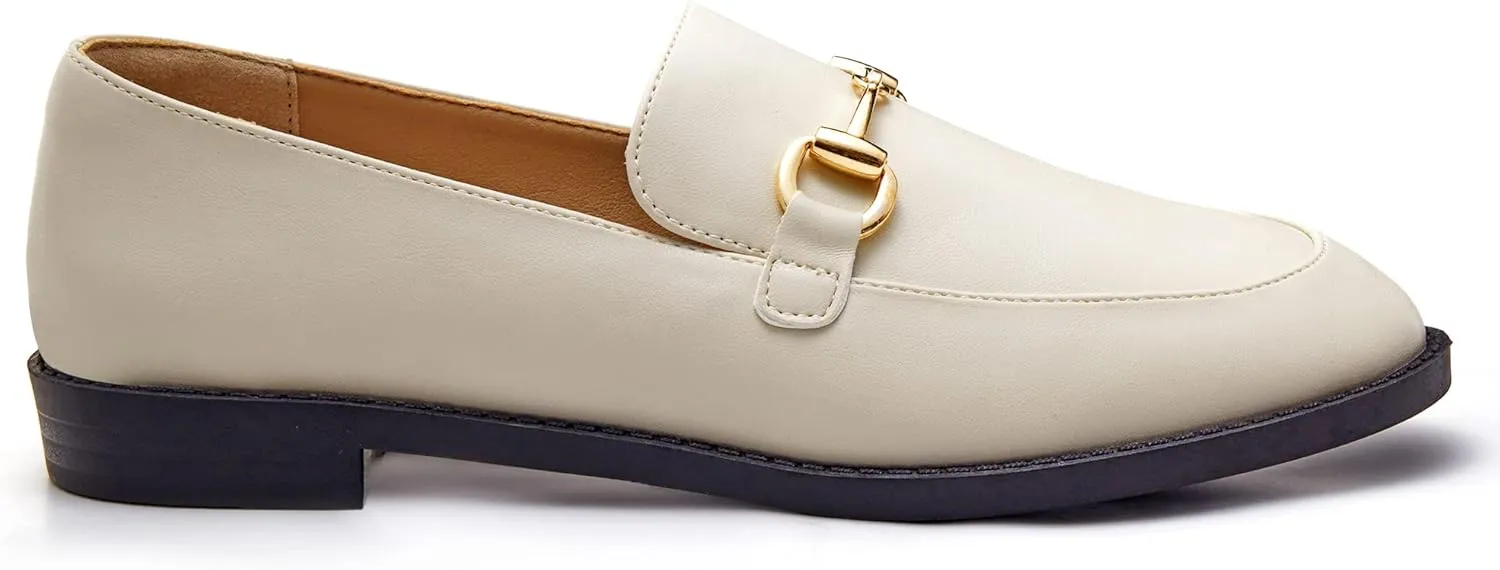 Coutgo Womens Loafers Comfortable Slip On Penny Loafer Casual Chain Flat Work Office Dress Shoes