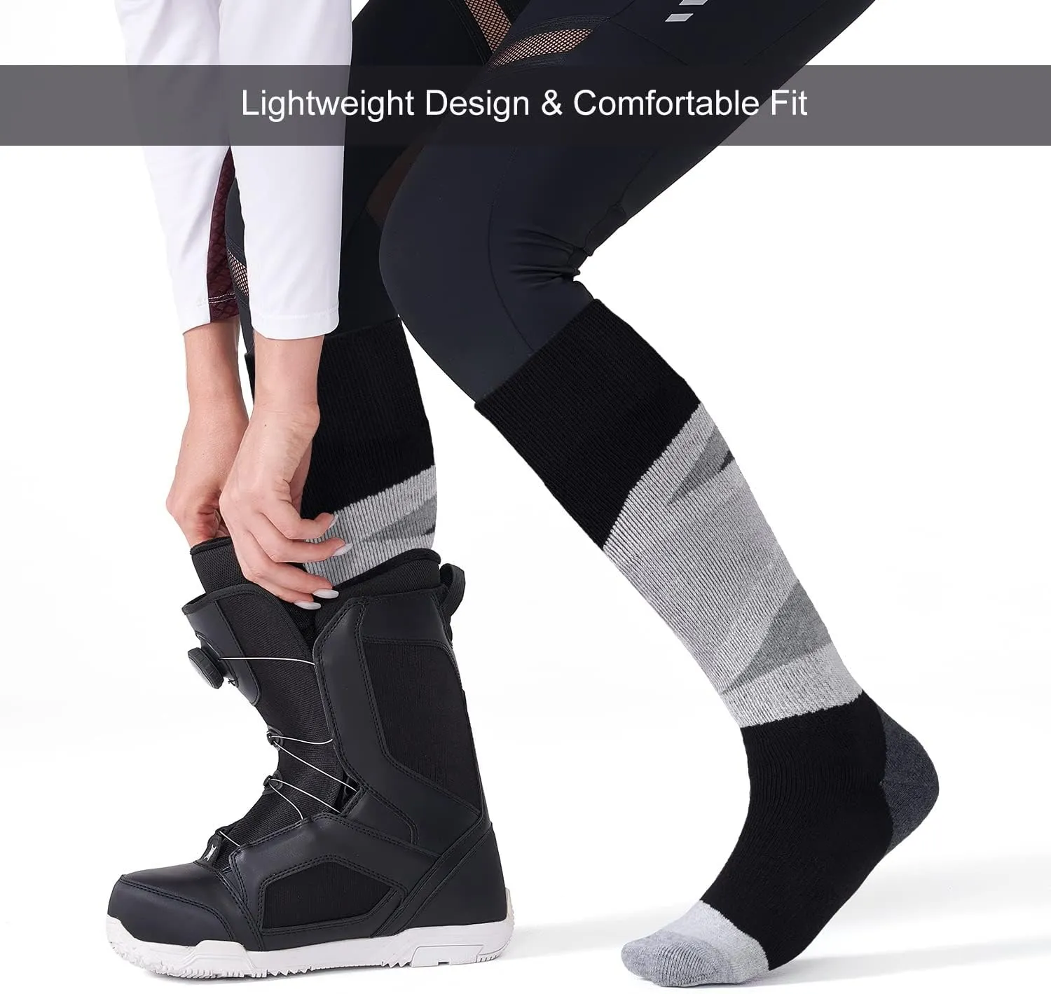 CS CELERSPORT 2/3 Pack Ski Socks for Womens and Mens with Full Cushion, Wool Winter Warm Socks for Skiing Snowboarding