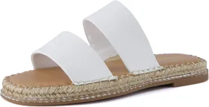 CUSHIONAIRE Bhendi Women’s Espadrille Slide Sandal – Faux Leather Double Strap with Jute-Wrapped Sole & Cushioned Footbed