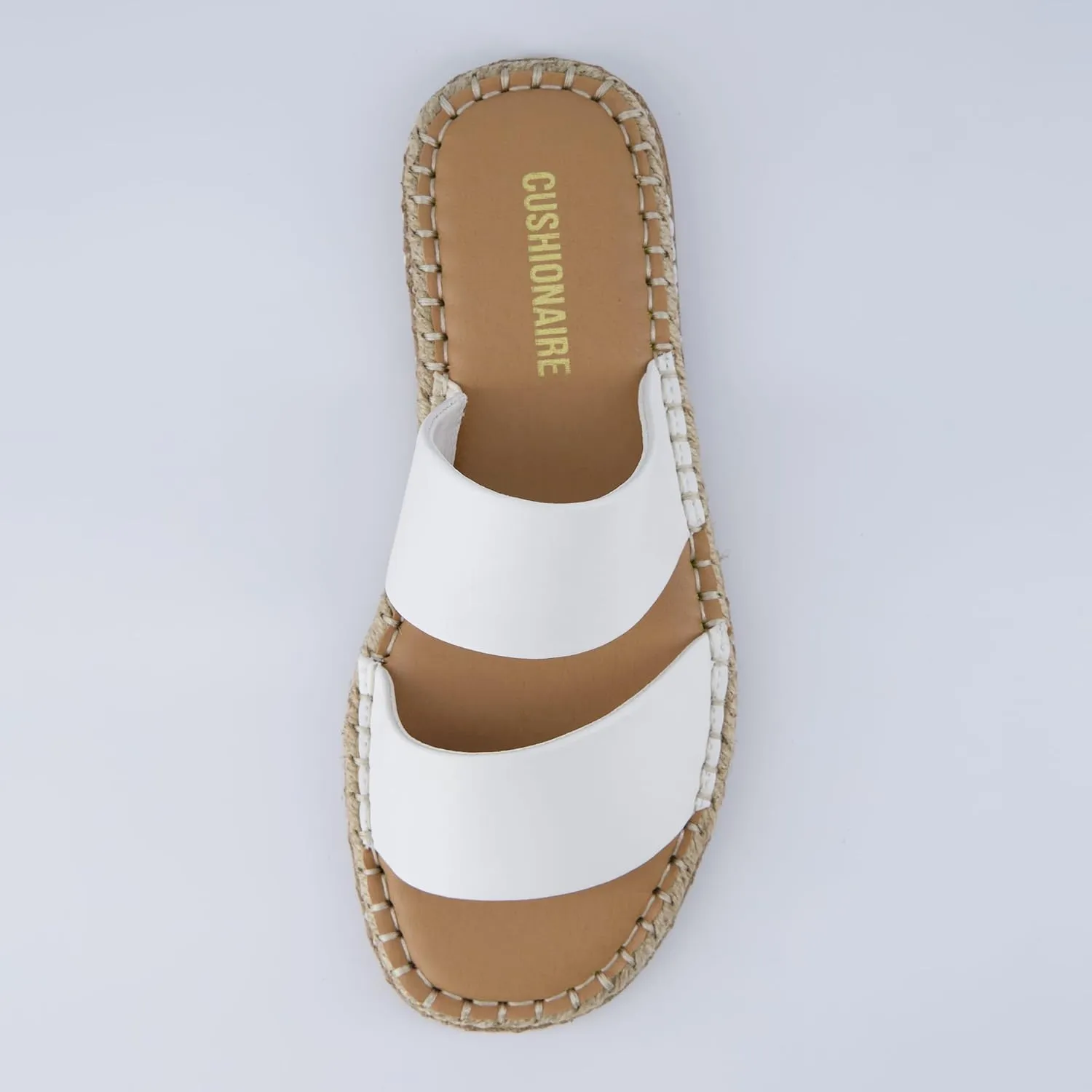 CUSHIONAIRE Bhendi Women’s Espadrille Slide Sandal – Faux Leather Double Strap with Jute-Wrapped Sole & Cushioned Footbed