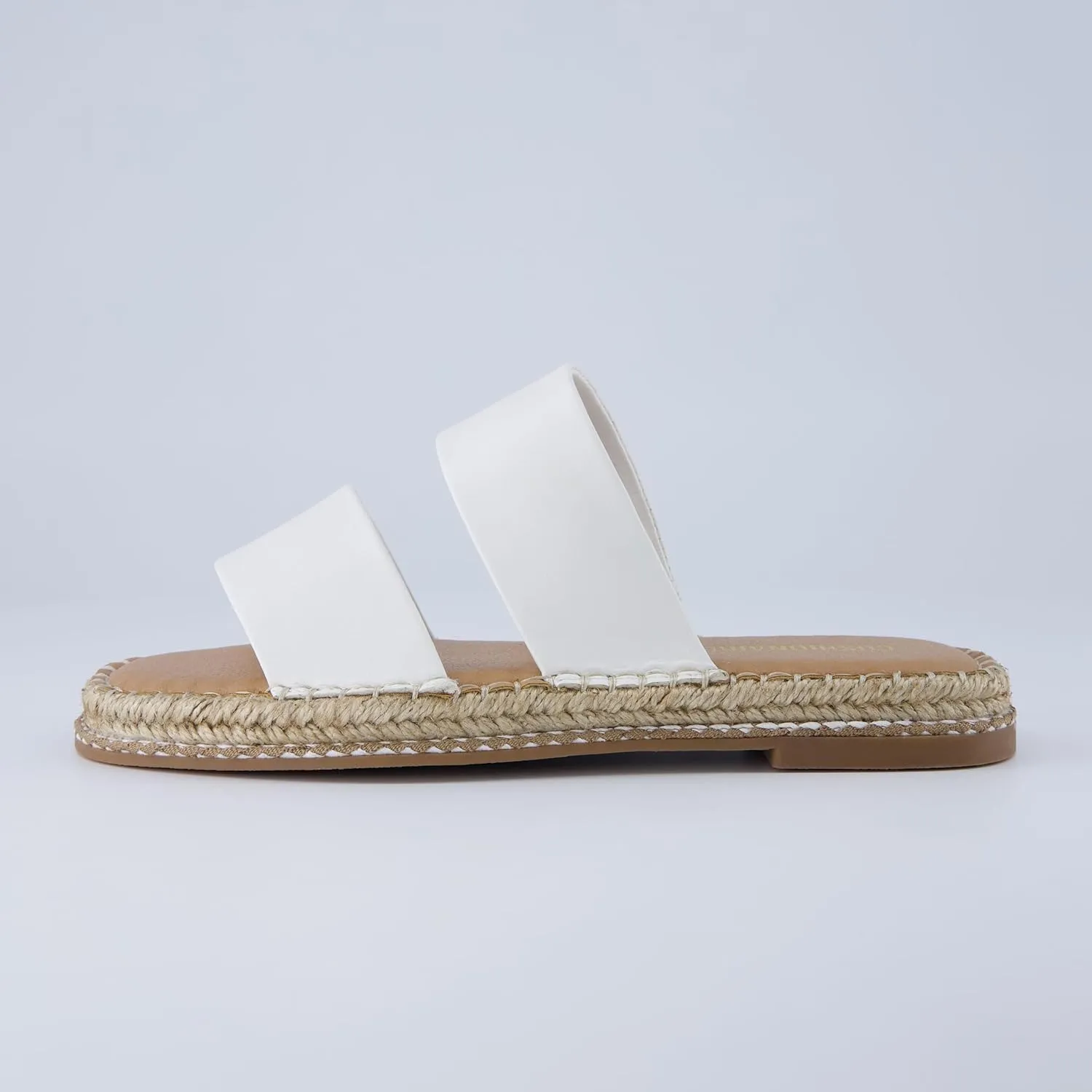 CUSHIONAIRE Bhendi Women’s Espadrille Slide Sandal – Faux Leather Double Strap with Jute-Wrapped Sole & Cushioned Footbed