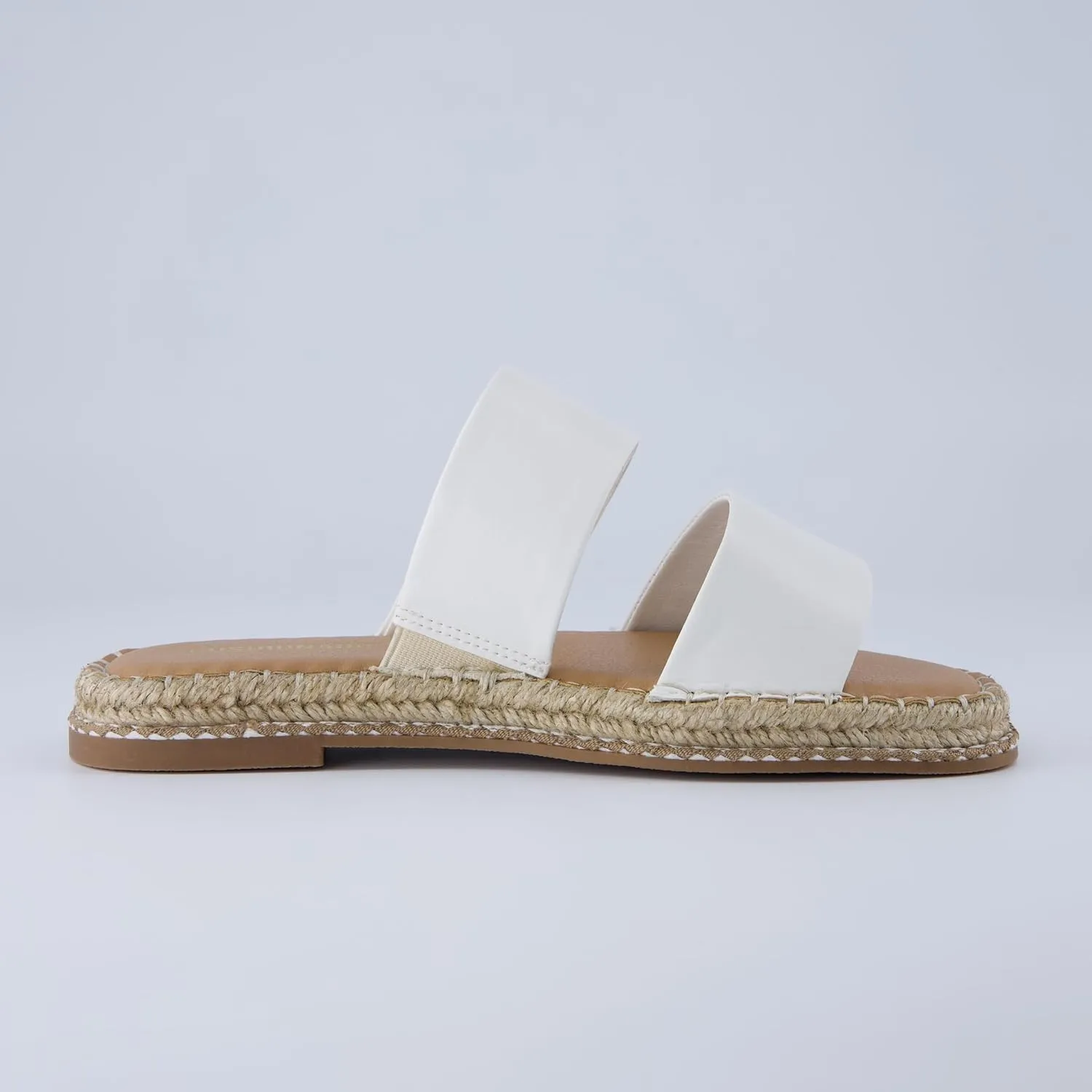 CUSHIONAIRE Bhendi Women’s Espadrille Slide Sandal – Faux Leather Double Strap with Jute-Wrapped Sole & Cushioned Footbed