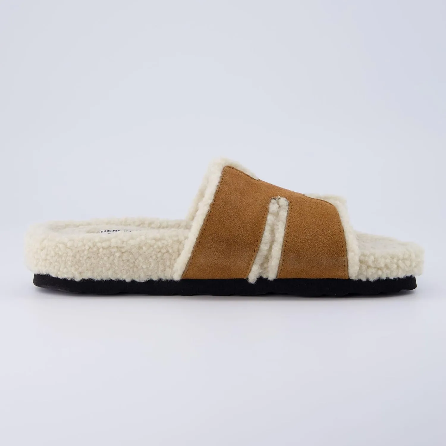 CUSHIONAIRE Cuddle Fur Slippers for Women Faux Shearling Slide Sandal  Memory Foam, Wide Widths Available