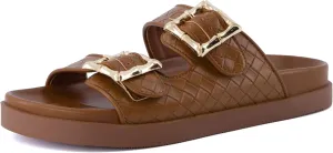 CUSHIONAIRE Loft Women's Quilted Slide Sandal With Cushioned Footbed and Adjustable Buckles