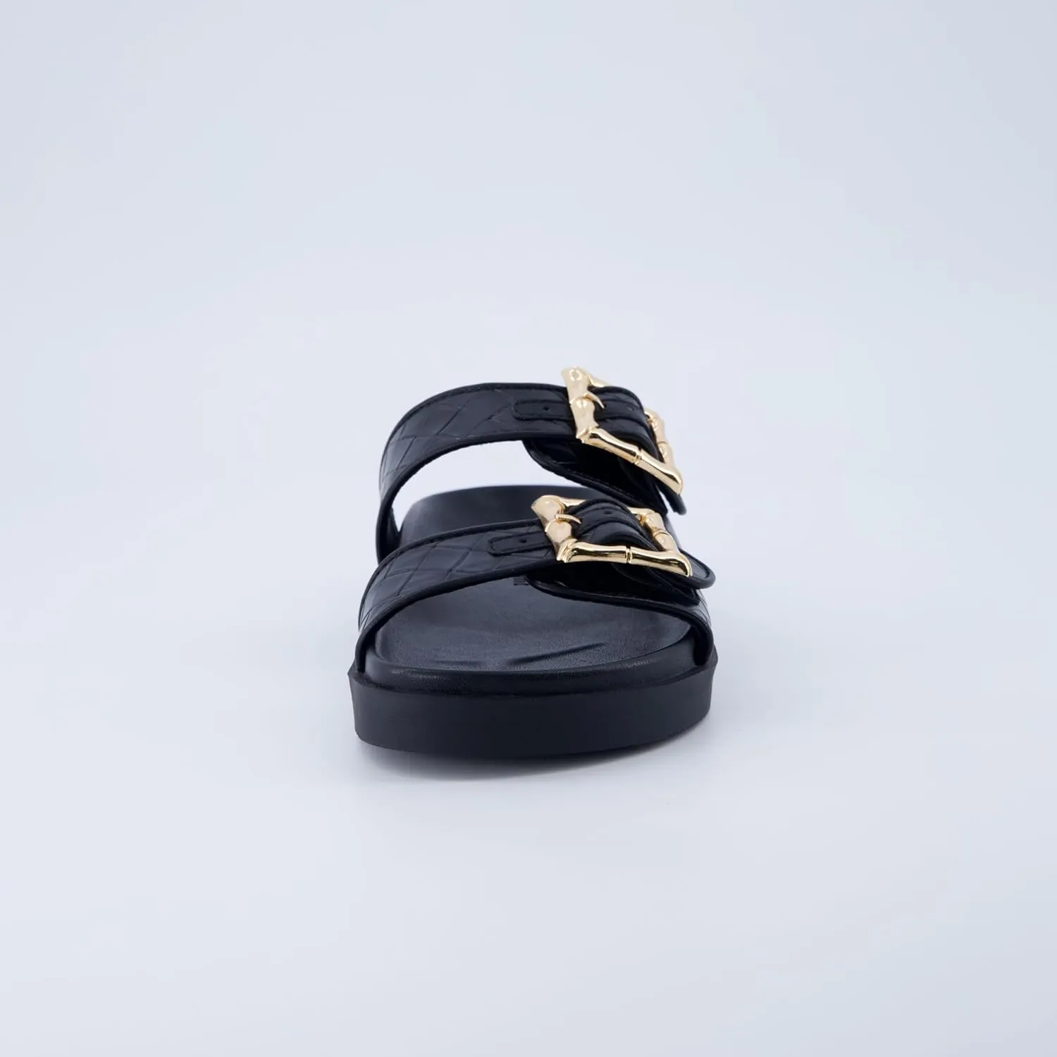 CUSHIONAIRE Loft Women's Quilted Slide Sandal With Cushioned Footbed and Adjustable Buckles