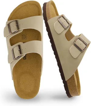CUSHIONAIRE Men's Lane Cork Footbed Sandal with  Comfort, Arch Support, Adjustable Straps - Comfortable Slide Sandals for Walking, Casual Summer Footwear