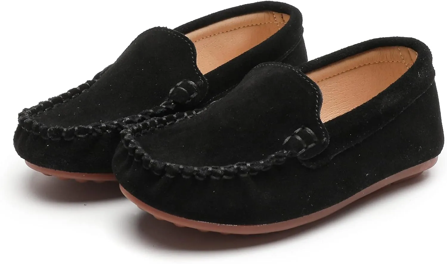 DADAWEN Toddler Little Kid Boys Girls Soft Suede Leather Slip On Flat Boat Dress Shoes Wedding Church Oxford Shoes Loafers