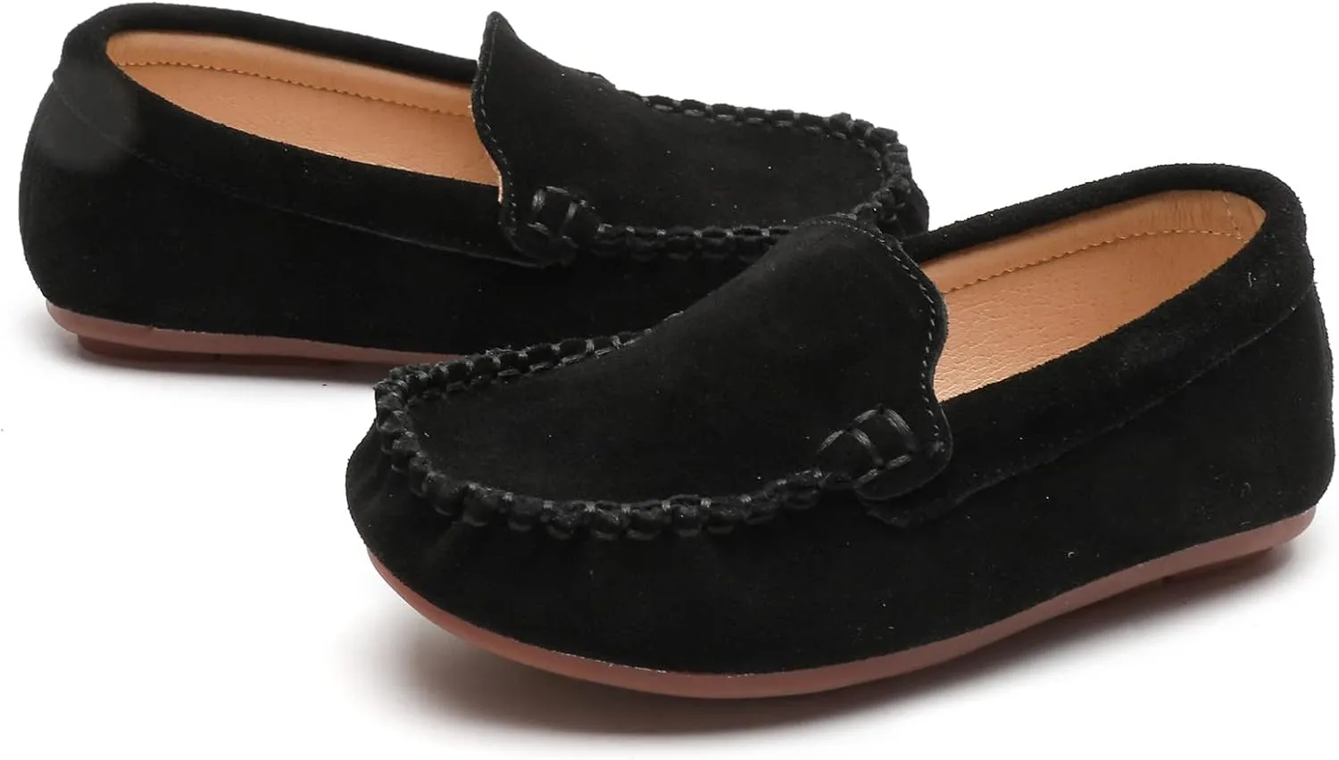 DADAWEN Toddler Little Kid Boys Girls Soft Suede Leather Slip On Flat Boat Dress Shoes Wedding Church Oxford Shoes Loafers