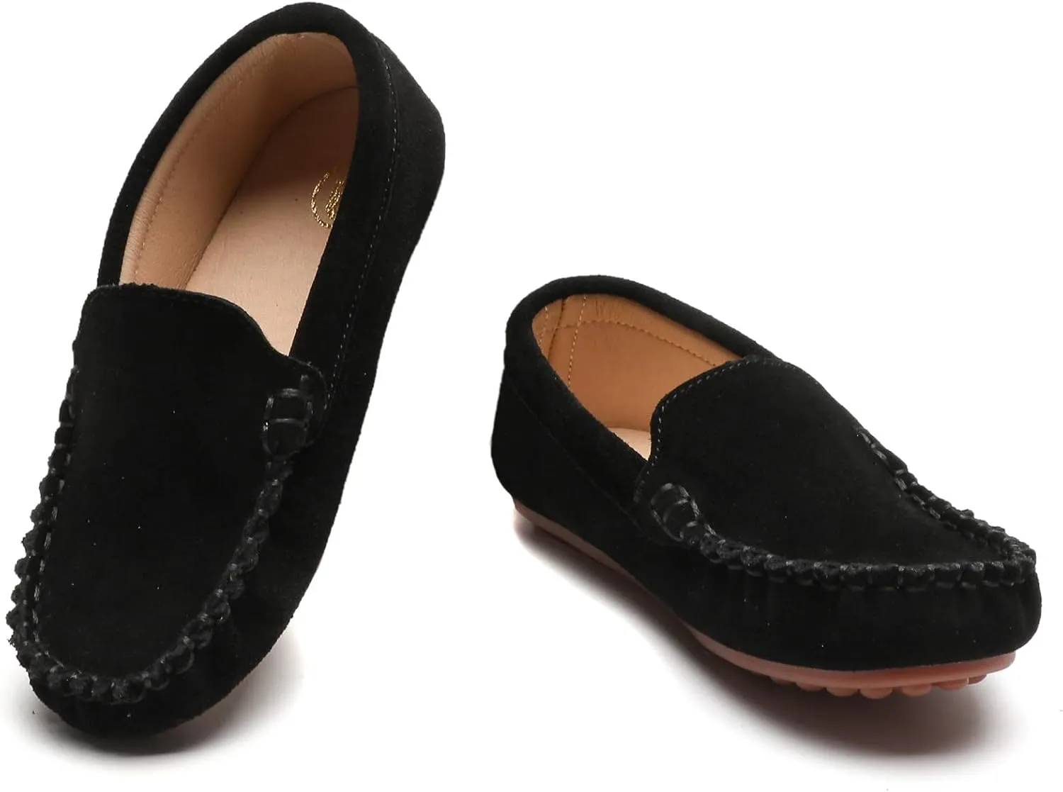DADAWEN Toddler Little Kid Boys Girls Soft Suede Leather Slip On Flat Boat Dress Shoes Wedding Church Oxford Shoes Loafers
