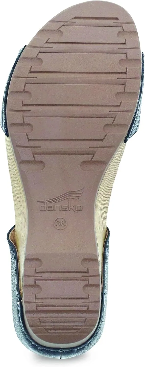 Dansko Tanya Slip-On Wedge Sandal for Women – Cushioned, Contoured Footbed for All-Day Comfort and Support – Hook & Loop Strap with Buckle Detail – Lightweight Rubber Outsole