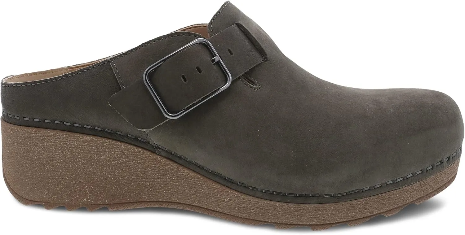 Dansko Womens CAIA Nubuck Mule - Comfort Shoes, Arch Support, Wedge