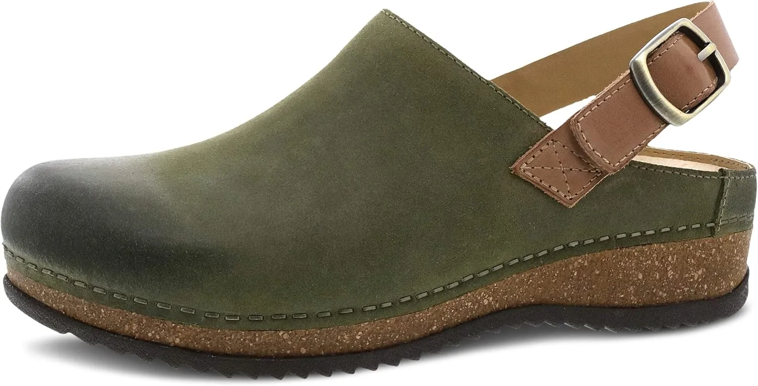 Dansko Women's Merrin Sling-Back Mule Clog-Dual Density Cork/EVA Midsole and Lightweight Rubber Outsole Provide a Comfortable Ride on Patented Stapled Construction