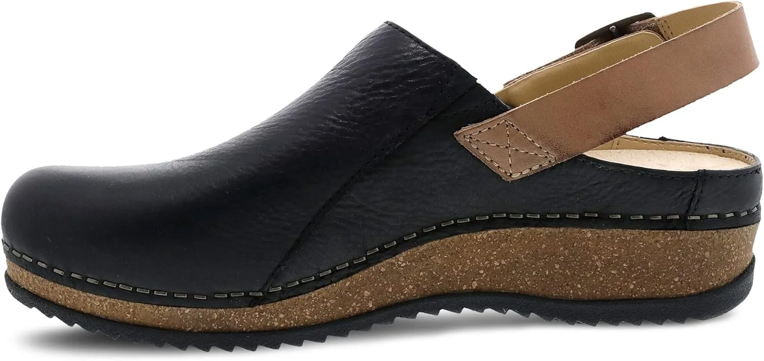 Dansko Women's Merrin Sling-Back Mule Clog-Dual Density Cork/EVA Midsole and Lightweight Rubber Outsole Provide a Comfortable Ride on Patented Stapled Construction