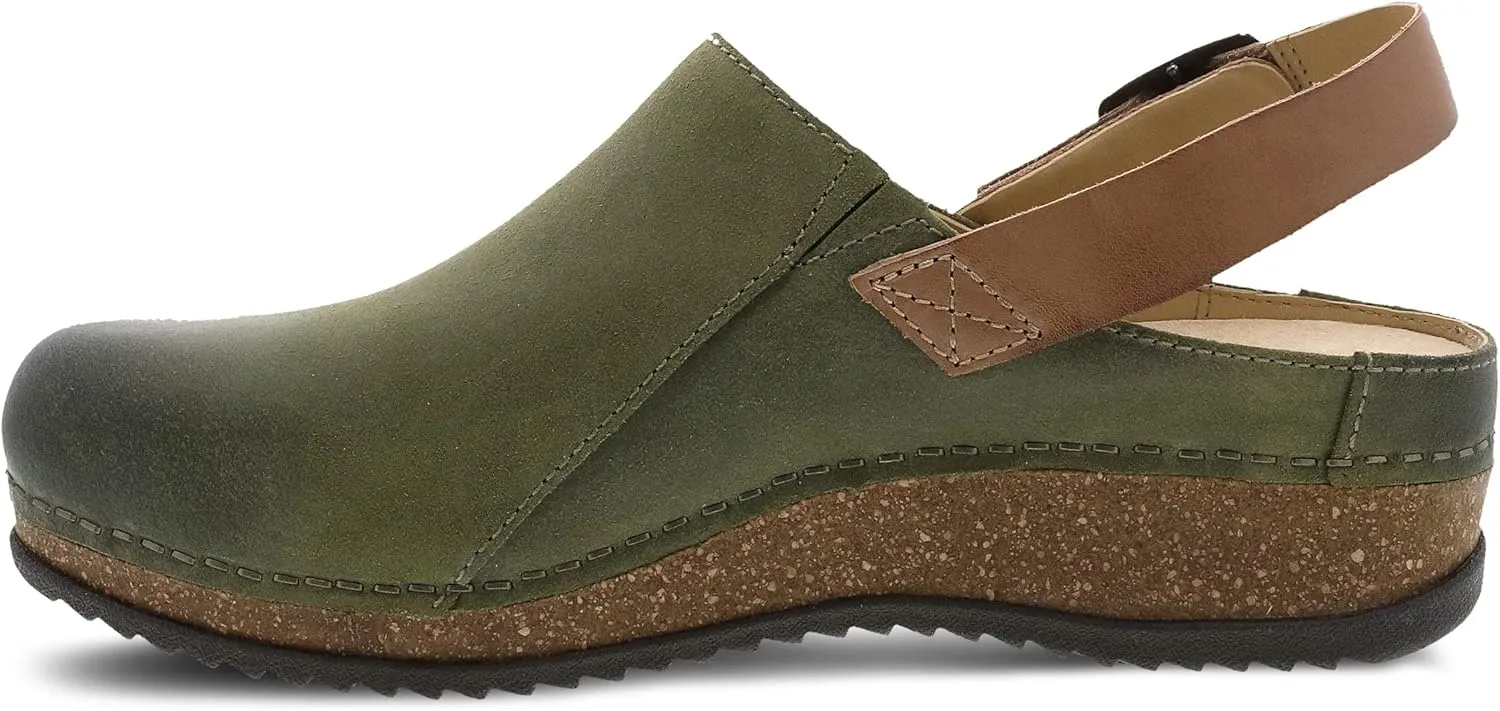 Dansko Women's Merrin Sling-Back Mule Clog-Dual Density Cork/EVA Midsole and Lightweight Rubber Outsole Provide a Comfortable Ride on Patented Stapled Construction