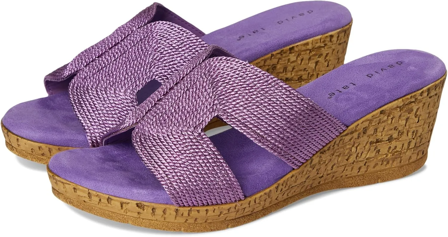David Tate Womens Vibe Braided Slide Sandals