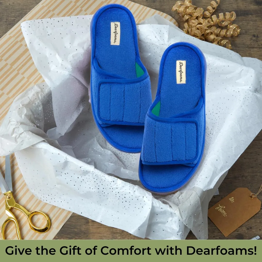 Dearfoams Men's Adjustable Indoor/Outdoor Memory Foam Machine Washable Summer Slide Slipper