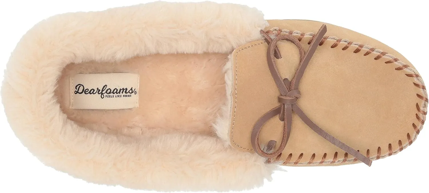 Dearfoams Women's Bethany Suede Moccasin Slipper