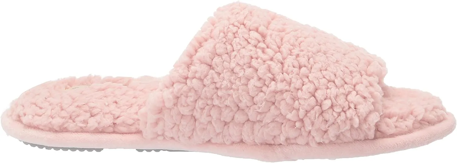 Dearfoams Women's Lane Fluffy Teddy Slide Slipper