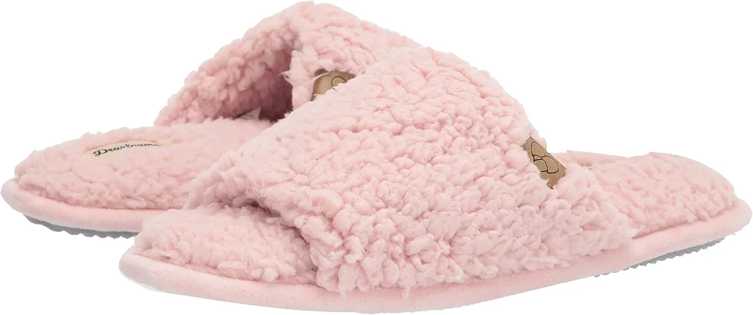 Dearfoams Women's Lane Fluffy Teddy Slide Slipper