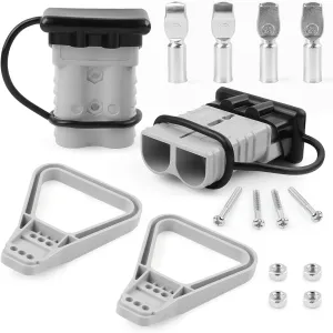 Delgada 350Amp Battery Quick Connect/Disconnect with Handles and Dust Cover 600V Heavy Duty Jumper Power Connector Plug Kit for Winch Trailer