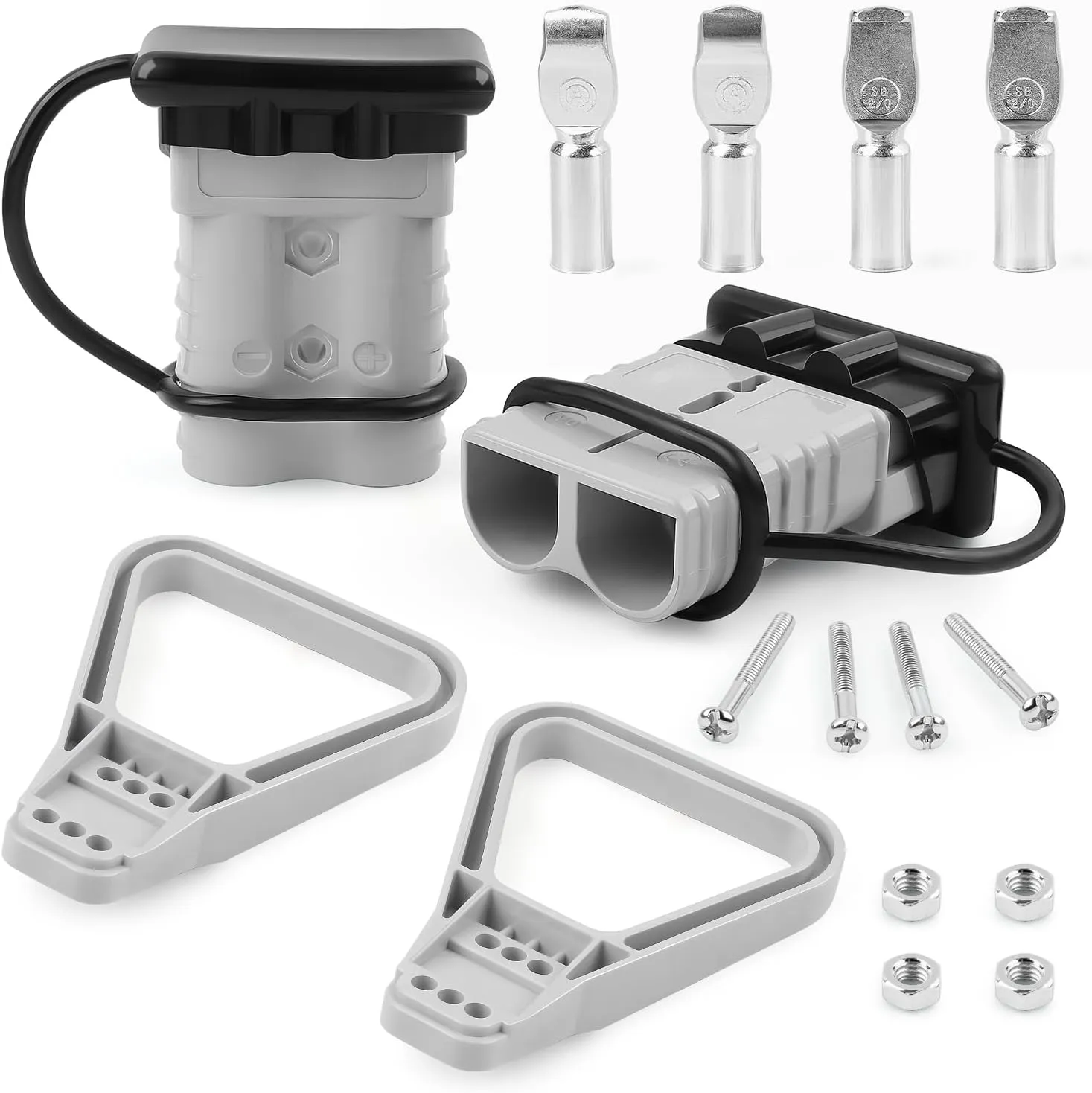 Delgada 350Amp Battery Quick Connect/Disconnect with Handles and Dust Cover 600V Heavy Duty Jumper Power Connector Plug Kit for Winch Trailer