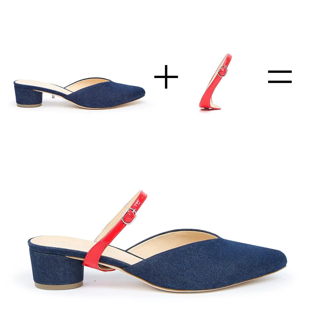 Denim V Slide   Red Gloss Twiggy Strap