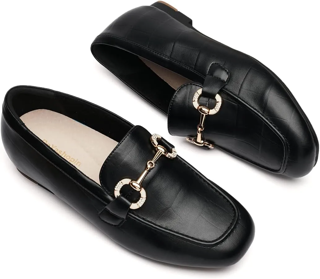 DeYashopin Womens Loafers Shoes Fashion Low Heel Slip on Shoes Comfortable Driving Flats