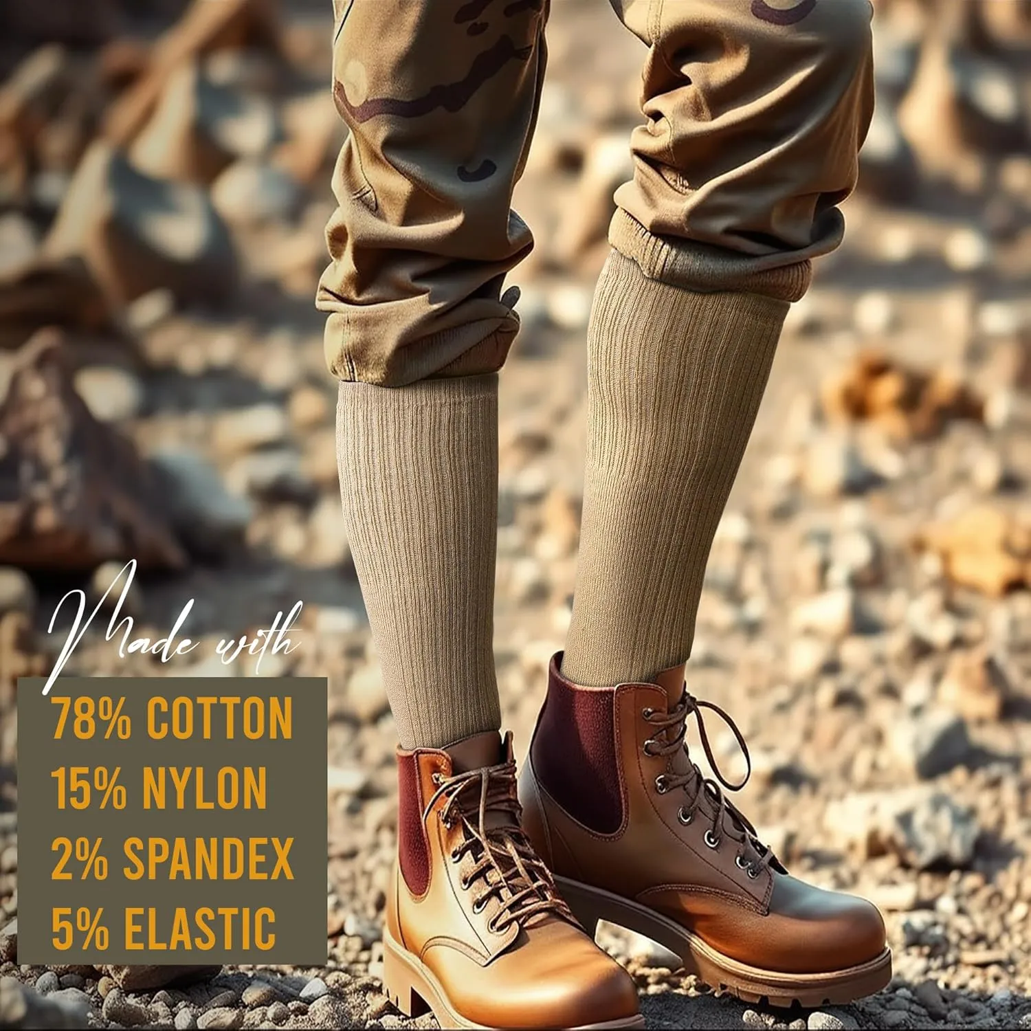Diamond Star Military Boot Socks Quick-Dry Cotton Crew Socks for Firefighters, Police, Hiking
