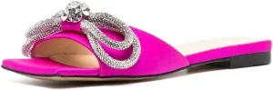 Divanne Slide Sandals for Women, Rhinestone Sandal Flats Bow Slippers Comfort Dressy Flat Slides