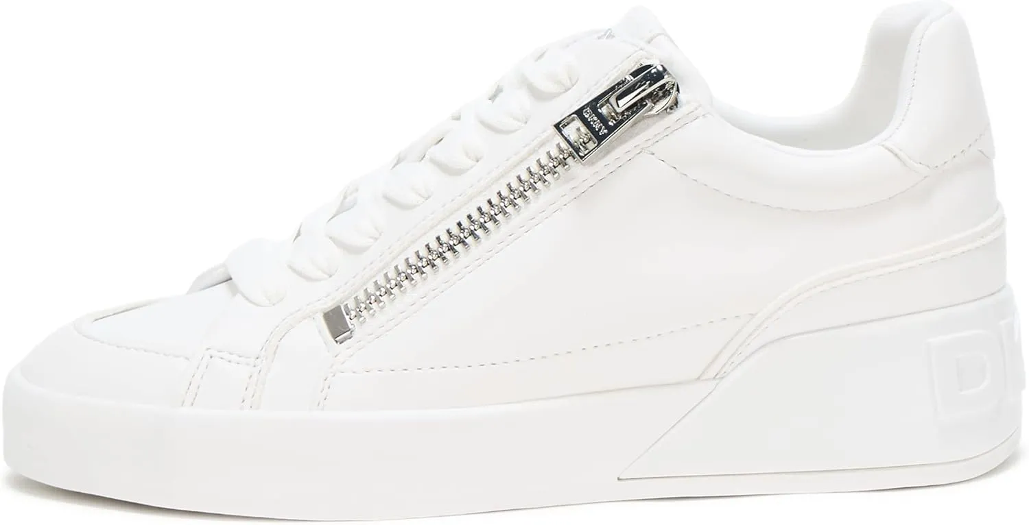 DKNY Women's Mei Everyday Lace Up Sneaker with Side Zipper