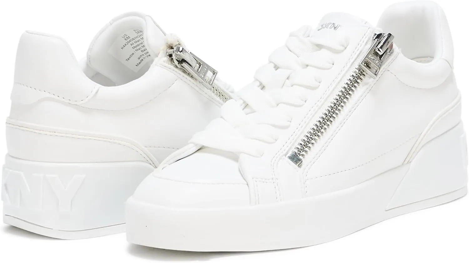 DKNY Women's Mei Everyday Lace Up Sneaker with Side Zipper