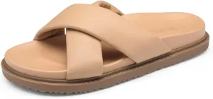 DREAM PAIRS Women's Crisscross Open Toe Slide Sandals Flat Comfort Slip on Sandals
