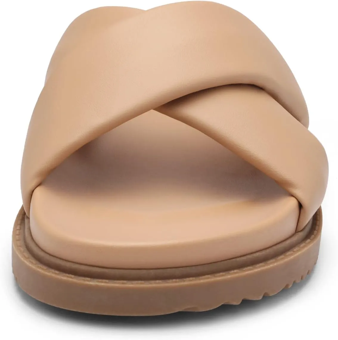 DREAM PAIRS Women's Crisscross Open Toe Slide Sandals Flat Comfort Slip on Sandals