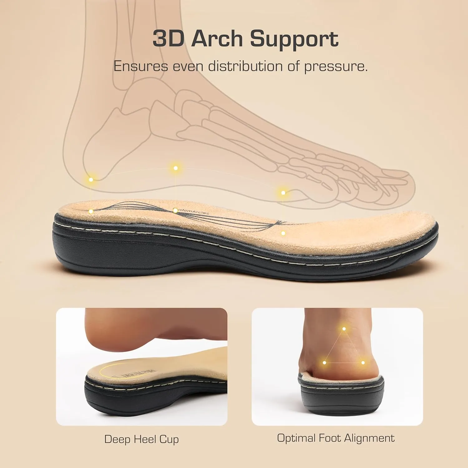 DREAM PAIRS Womens Slides Arch Support Slip on Flat Sandals Comfort Plantar Fasciitis Soft Cushion Slippers With Adjustable Straps