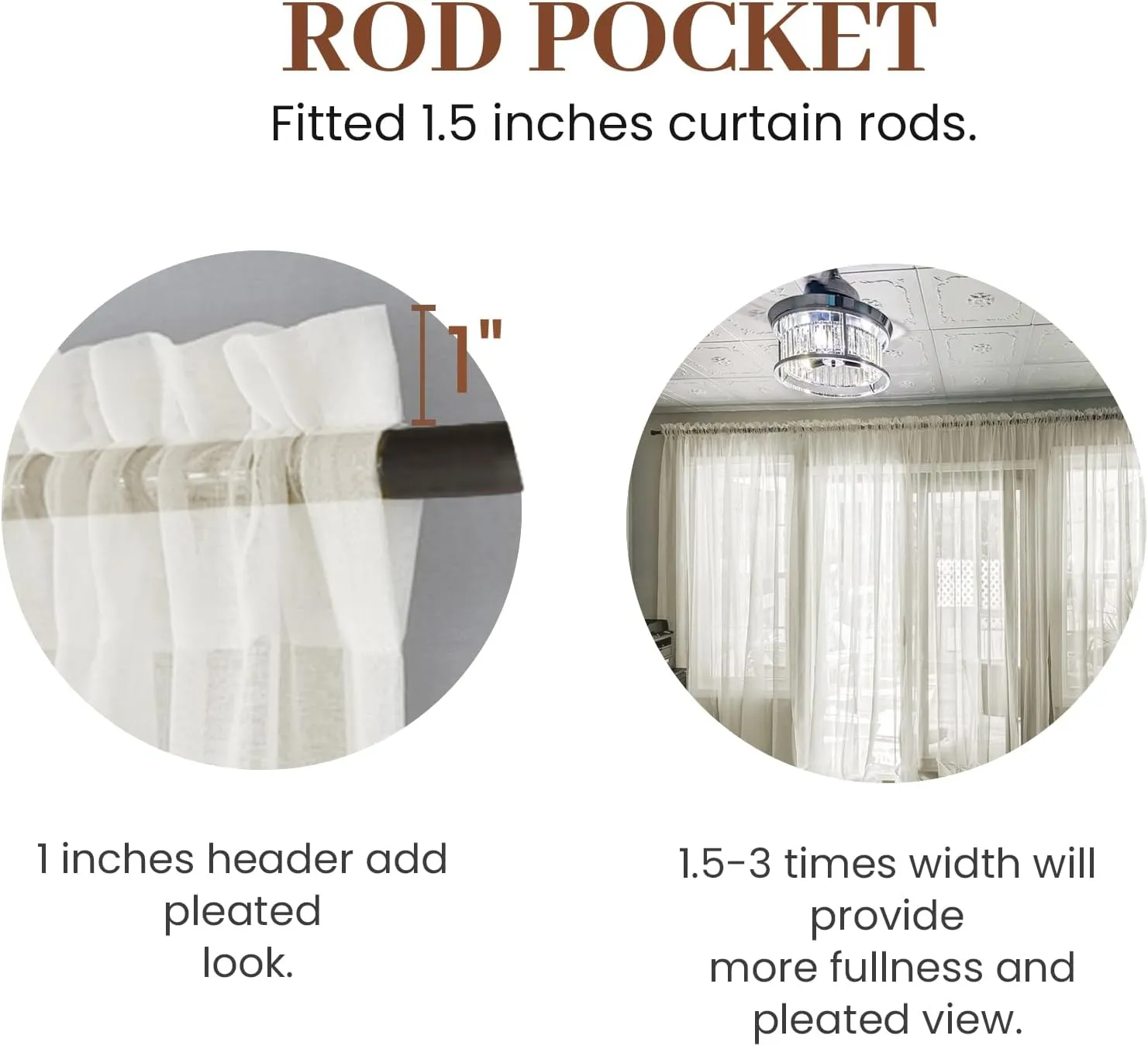 Dreaming Casa Solid Sheer Curtains 96 Inches Long Ivory Rod Pocket Voile Draperies for Bedroom Living Room, 2 Panels, Each 52" W x 96" L