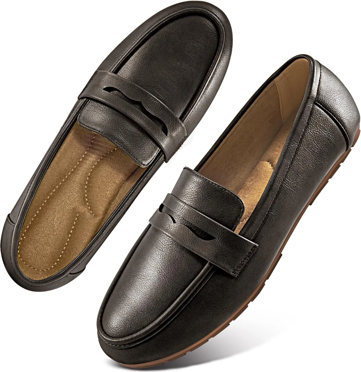 Ecetana Women Loafers Comfortable Shoes Casual Slip on Penny Moccasins Flats for Walking Driving Business