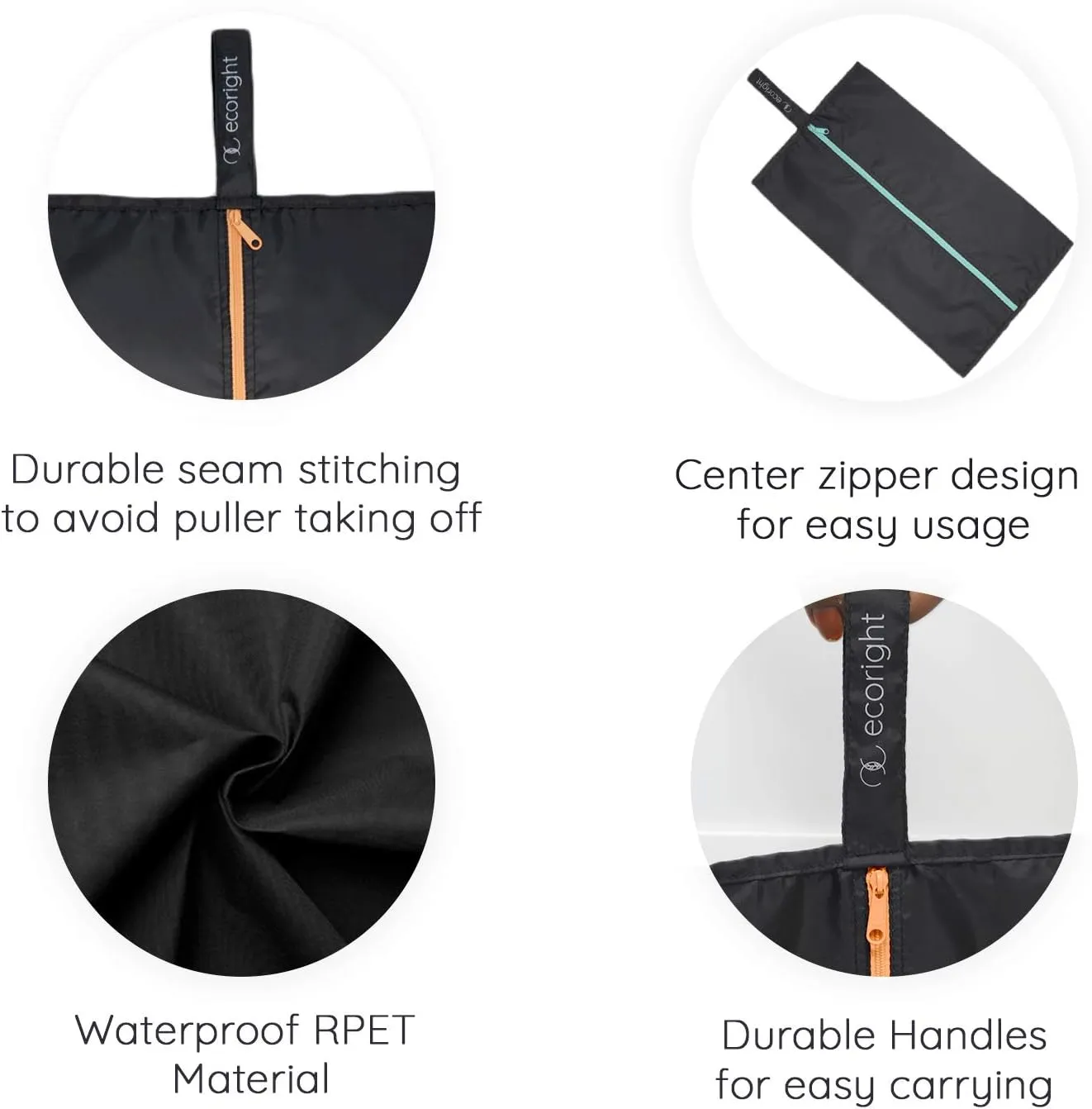 Ecoright Shoe Bags for Travel, Set of 2, 100% Recycled Water-Resistant Zipper Pouch Bags, Shoe Bags for Storage, Travel Essentials for Men & Women