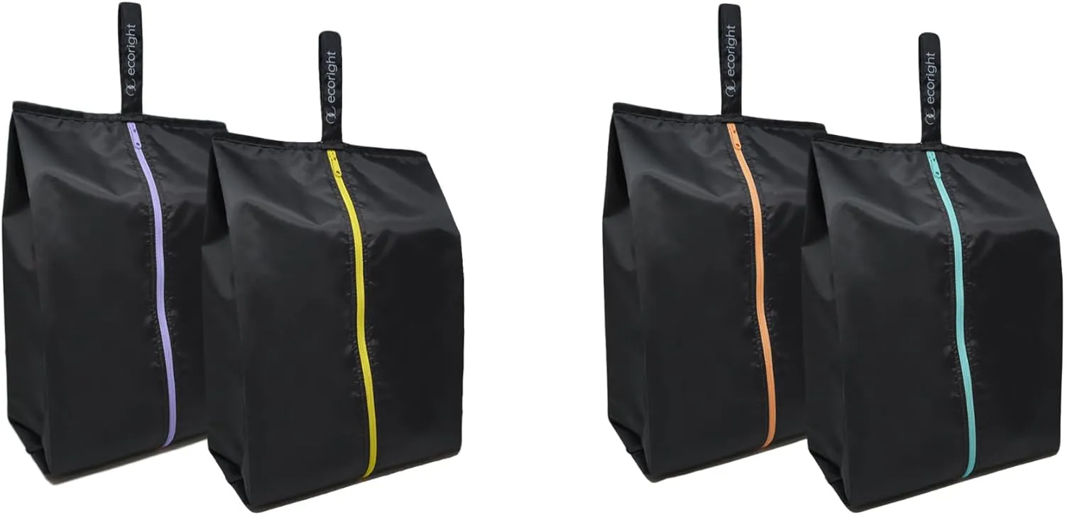 Ecoright Shoe Bags for Travel, Set of 2, 100% Recycled Water-Resistant Zipper Pouch Bags, Shoe Bags for Storage, Travel Essentials for Men & Women