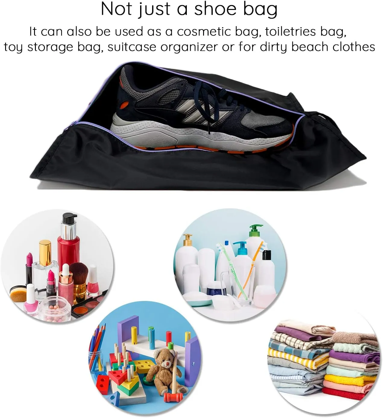 Ecoright Shoe Bags for Travel, Set of 2, 100% Recycled Water-Resistant Zipper Pouch Bags, Shoe Bags for Storage, Travel Essentials for Men & Women