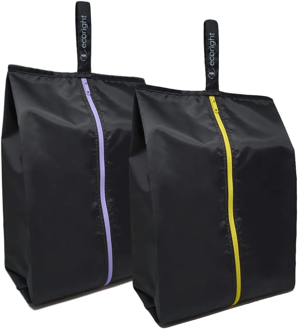 Ecoright Shoe Bags for Travel, Set of 2, 100% Recycled Water-Resistant Zipper Pouch Bags, Shoe Bags for Storage, Travel Essentials for Men & Women