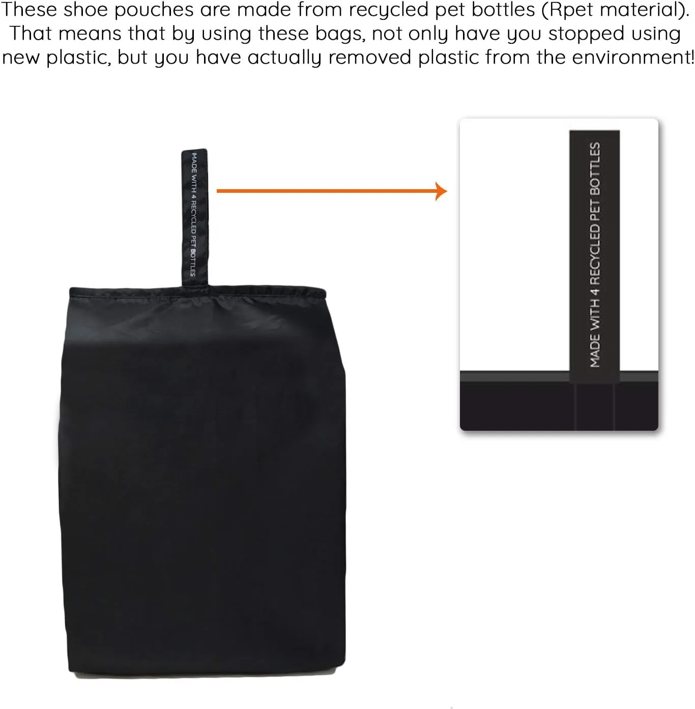 Ecoright Shoe Bags for Travel, Set of 2, 100% Recycled Water-Resistant Zipper Pouch Bags, Shoe Bags for Storage, Travel Essentials for Men & Women