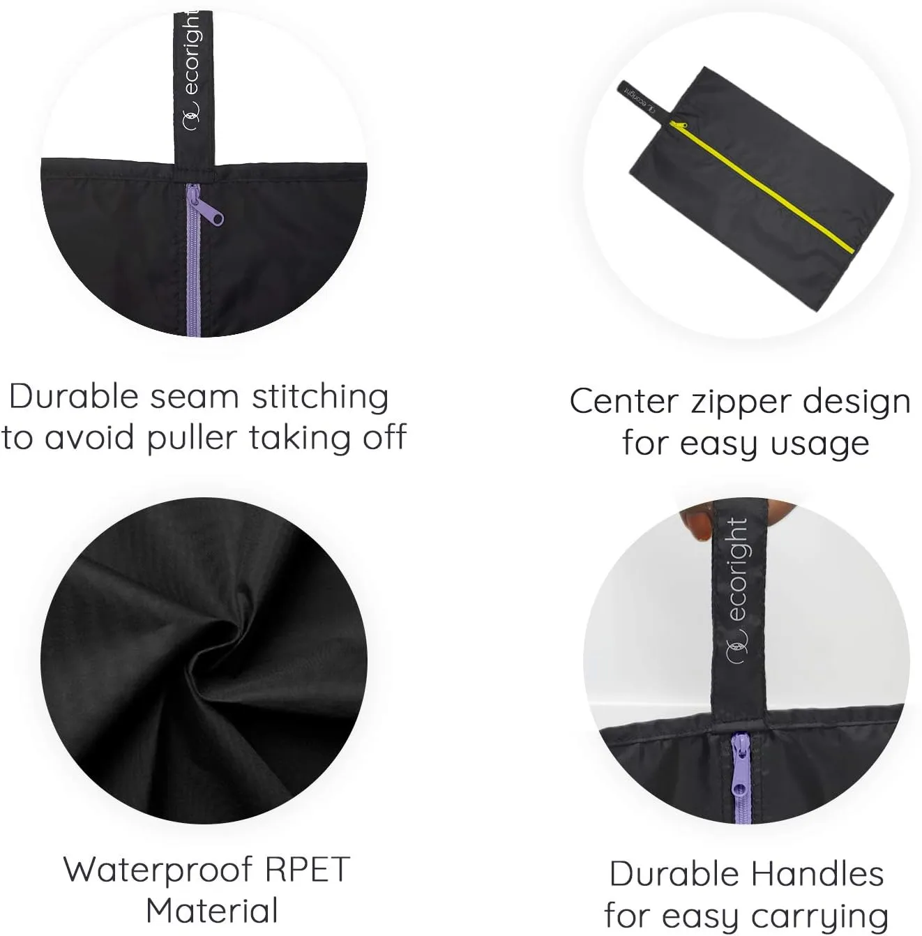 Ecoright Shoe Bags for Travel, Set of 2, 100% Recycled Water-Resistant Zipper Pouch Bags, Shoe Bags for Storage, Travel Essentials for Men & Women