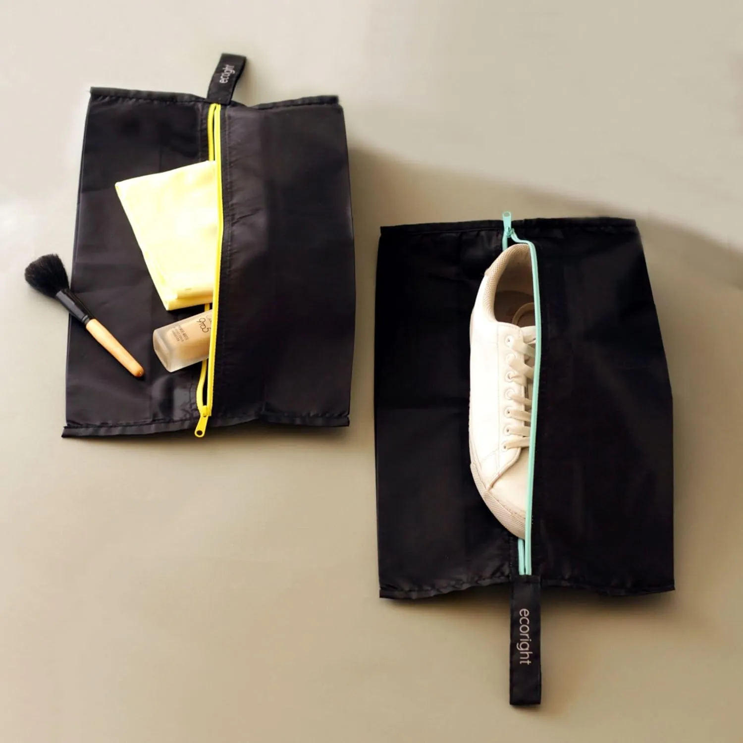 Ecoright Shoe Bags for Travel, Set of 2, 100% Recycled Water-Resistant Zipper Pouch Bags, Shoe Bags for Storage, Travel Essentials for Men & Women