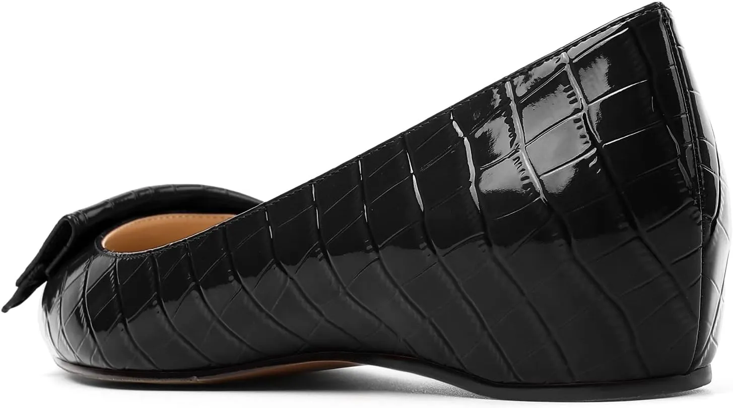 Eldof Loafer Flats for Women Pointed Toe Slip On Comfortable Ballet Flats Shoes with Bow for Office Casual Work Dress