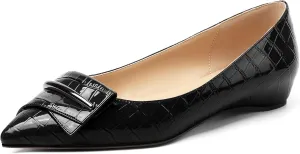 Eldof Loafer Flats for Women Pointed Toe Slip On Comfortable Ballet Flats Shoes with Bow for Office Casual Work Dress