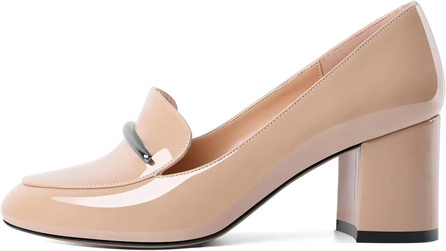 Eldof Women's Pumps Block Heel Round Toe Slip On Chunky Loafer Heel Dress Shoes Pumps for Women 2.5 Inches