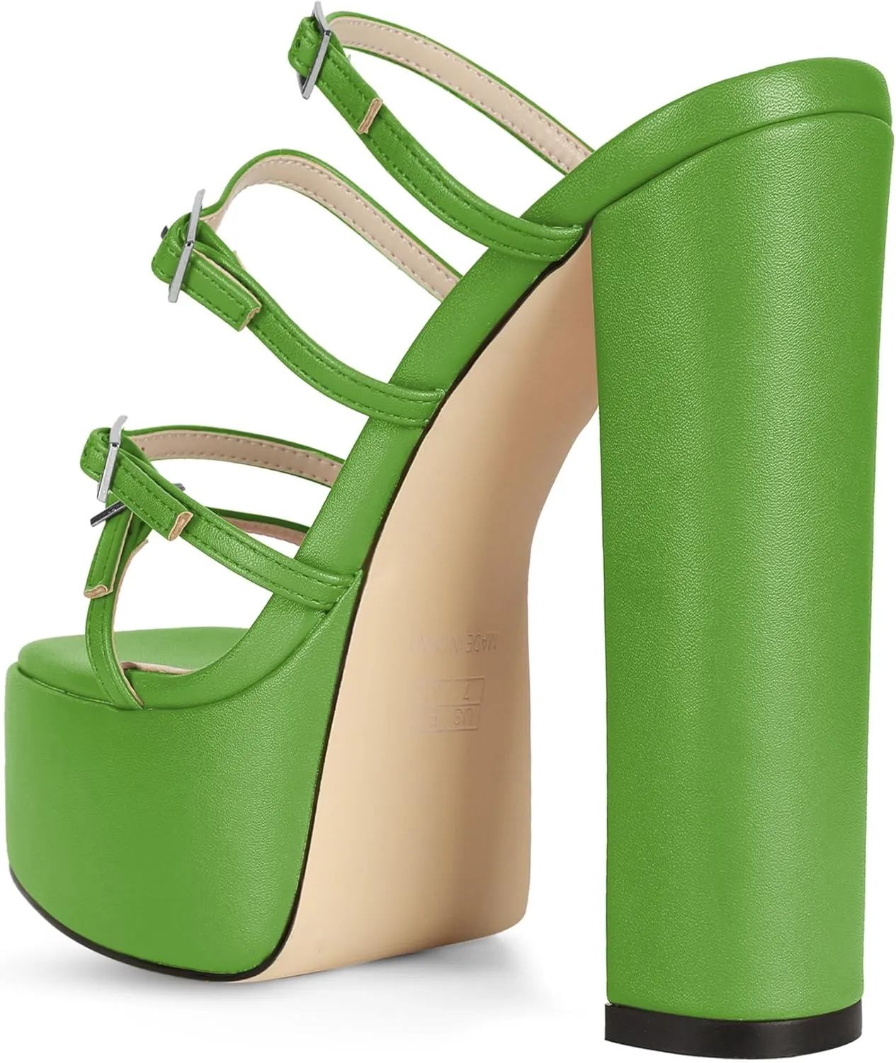 Esvowido Platform Chunky Heels for Women Square Open Toe Adjustable Straps Platform Mule Sandals with High Heel for Party Prom Wedding