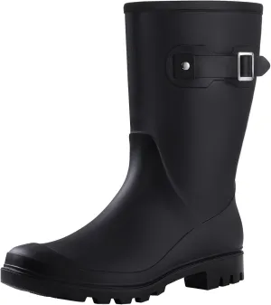 Evshine Women's Mid Calf Rain Boots Waterproof Garden Shoes